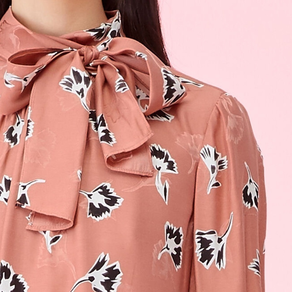 Rebecca Taylor Ikat Paintbrush Silk Ruffle Dress Pink Black Floral Cutout - Picture 6 of 16